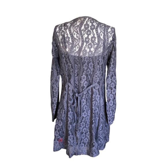 LoveStitch NWT Romantic Love Letter Dark Gray Feminine Lace Mini Dress Medium - Picture 5 of 16